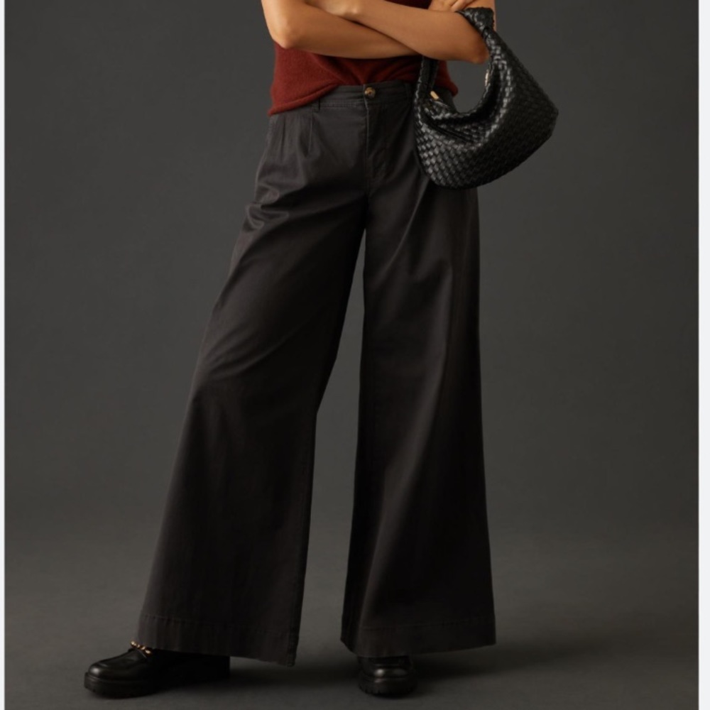 Anthropologie Black Wide-Leg Trousers